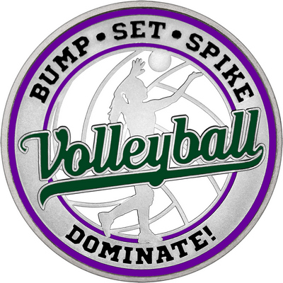 Dark Green "Volleyball" with Purple Outer Circular Borders